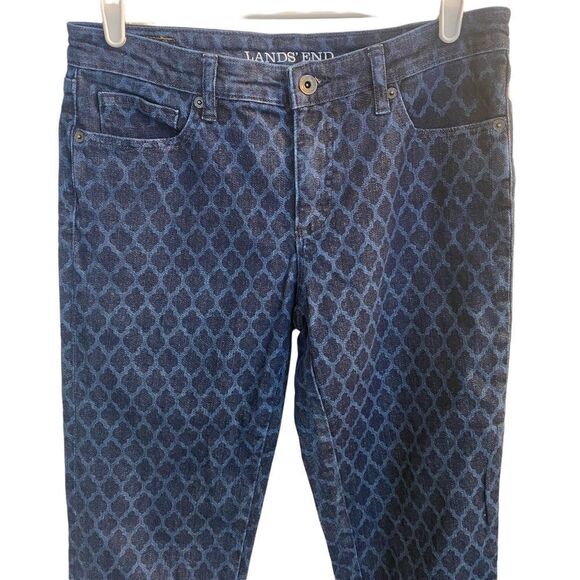 Lands End Geometric Design Slim Jeans Sz 6 - Picture 1 of 8
